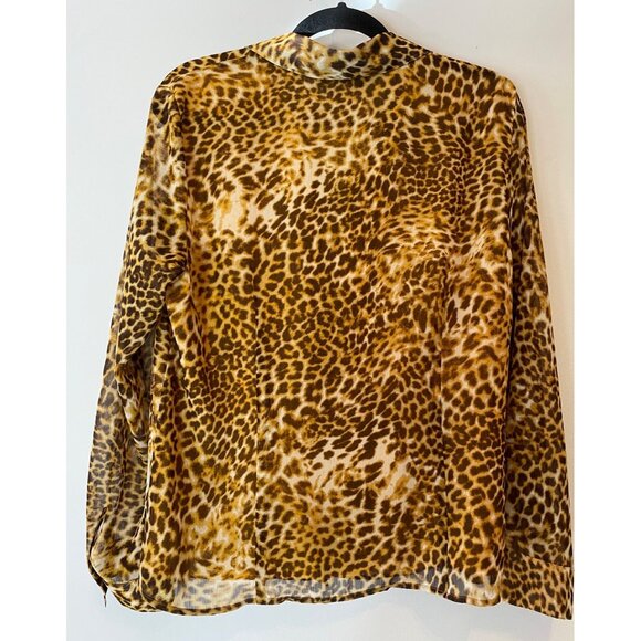 Evan-Picone Womens Leopard Print Button-Up Blouse Size 12 - Picture 2 of 9
